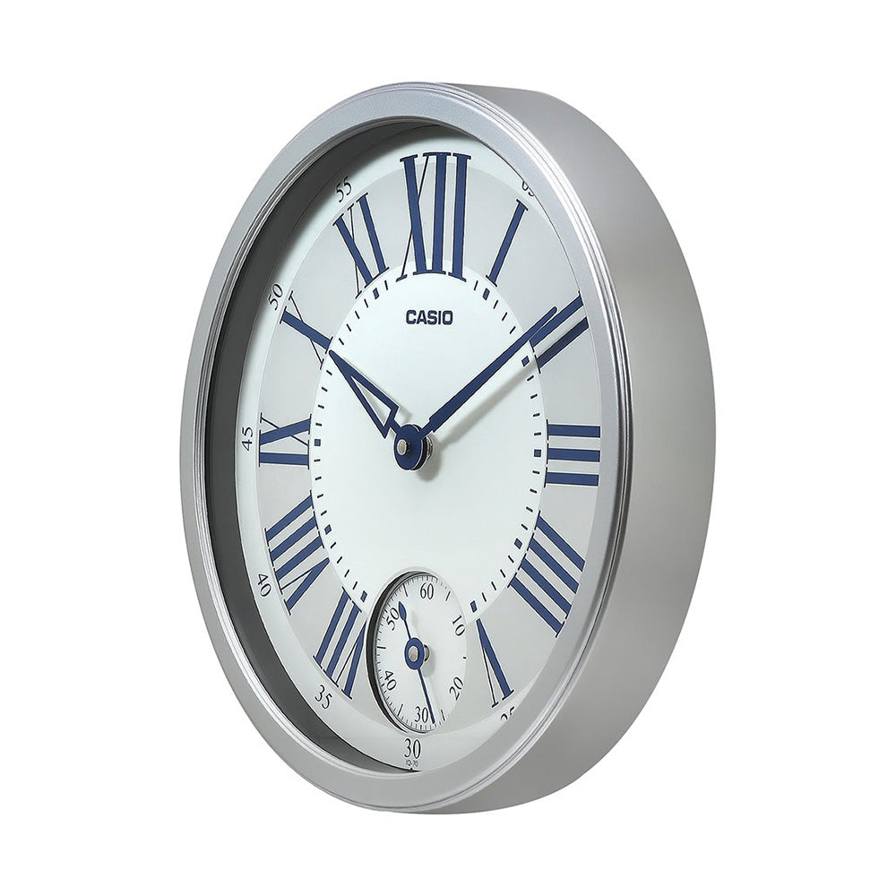 Casio IQ-70-8DF-WCL63 Seamlessly smooth second hand movement, Dual movement, Key Features, Colour : Silver, Shape: Round, Mechanism: Quartz, Case / bezel material: Resin, Smooth second hand Colour : Silver Shape : Round Mechanism : Quartz Case/ bezel Material : Resin  Accuracy: 20 seconds per month Approx. battery life: 12 months on LR6 2 Size of case / Total weight Size of case : 350x350x54mm Total weight : 1200g