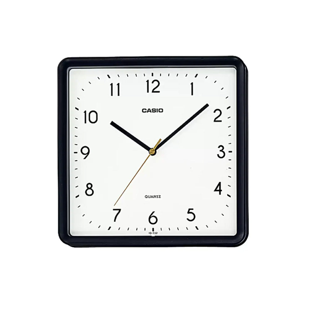 CASIO IQ-152-1DF- WCL88 Case/bezel material: resin, neobrite on hour markers and hands, large, easy-to-read Arabic numerals, simple, easy-to-use design, luminous paint on hour markers and hands (neobrite). Key Features Shape : Square Shape Material: Plastic Function : Analog Case / bezel material: Resin Neobrite on hour markers and hands Accuracy: ±30 seconds per month Battery: Approx. battery life: 2 years on LR6 Item Size: 250mm × 250mm × 41mm Package Contents: 1 Wall Clock