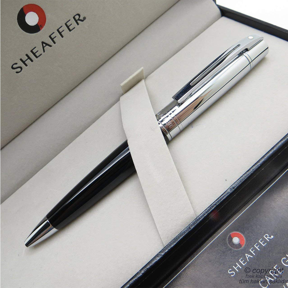 Sheaffer Gift 300 9314 Glossy Black Chrome Cap With Chrome Trim Ball Pen