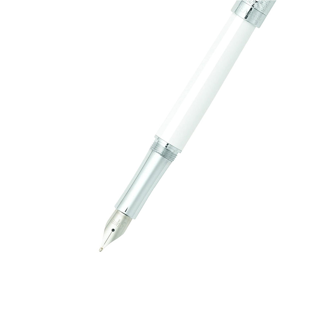 Sheaffer Intensity 9240 White with Engraved Chrome Cap Fountain Pen - Medium Nib