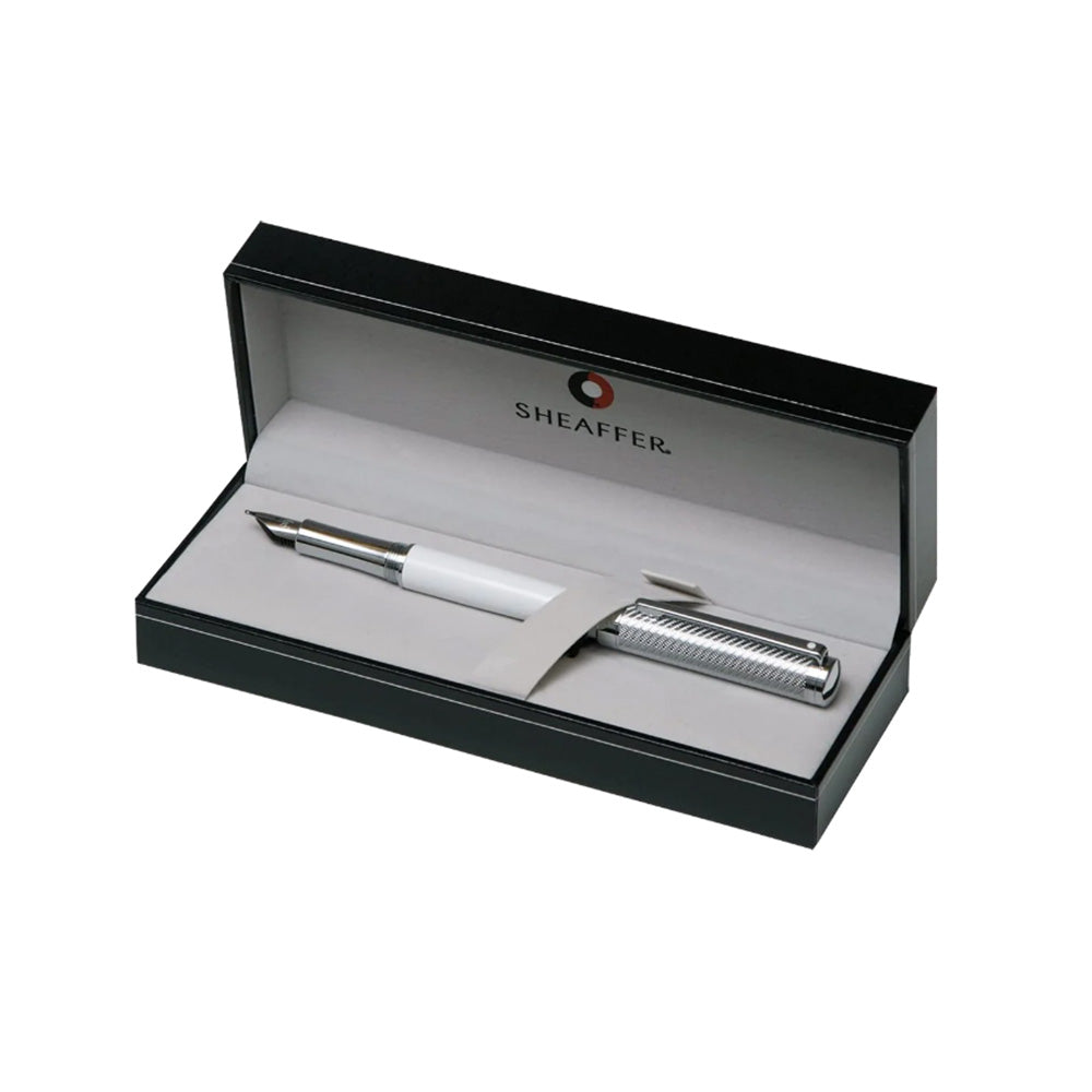 Sheaffer Intensity 9240 White with Engraved Chrome Cap Fountain Pen - Medium Nib