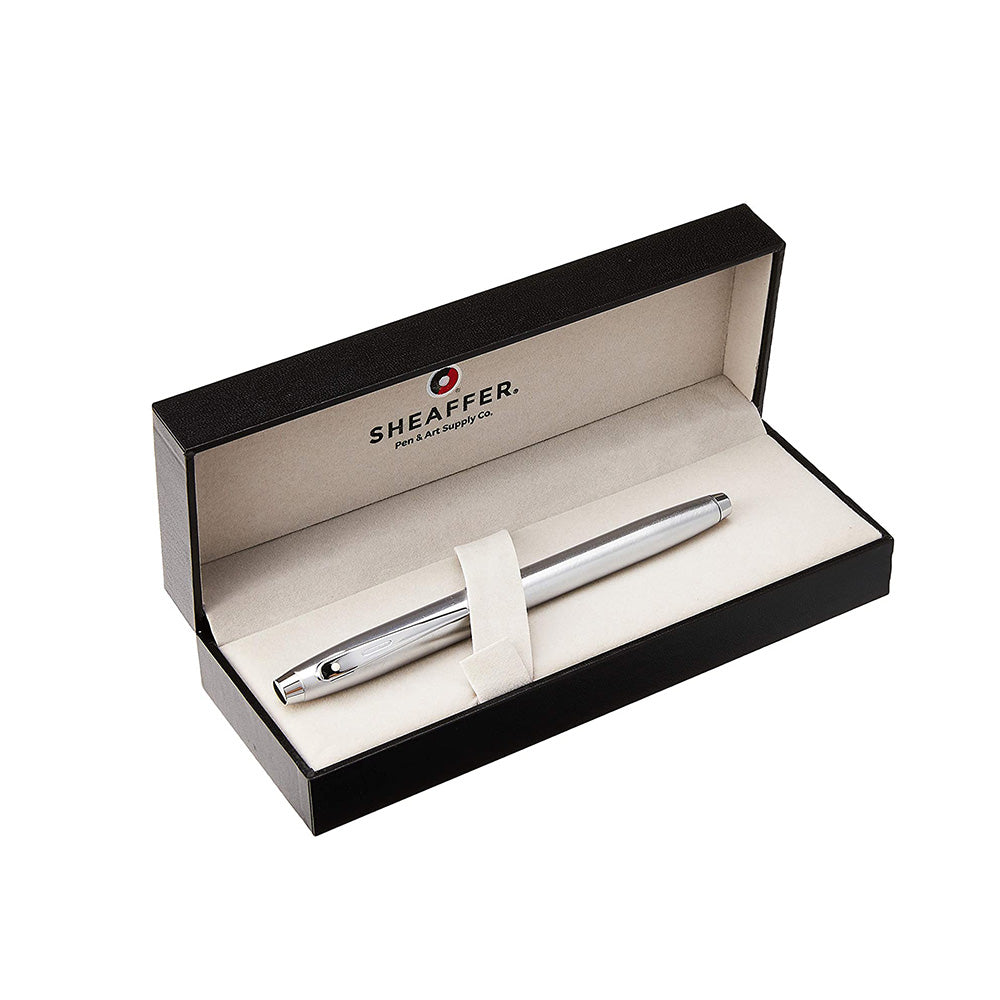 Sheaffer 100 Gift 9306 Brushed Chrome with Nickel Plate Trim Fountain Pen - Fine Nib