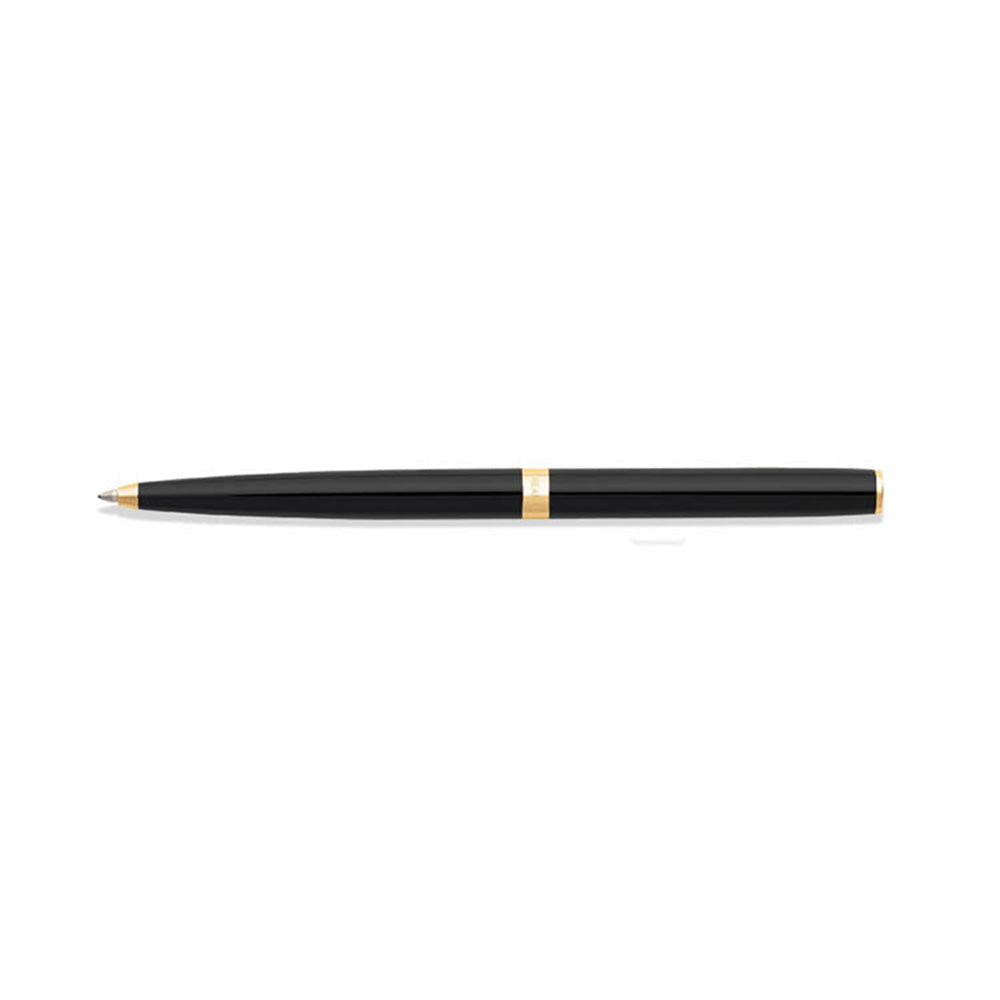 Sheaffer Sagaris Giftset 9471 Glossy Black Lacquer Gold-Plated Trim Ball Pen with Black Table Clock