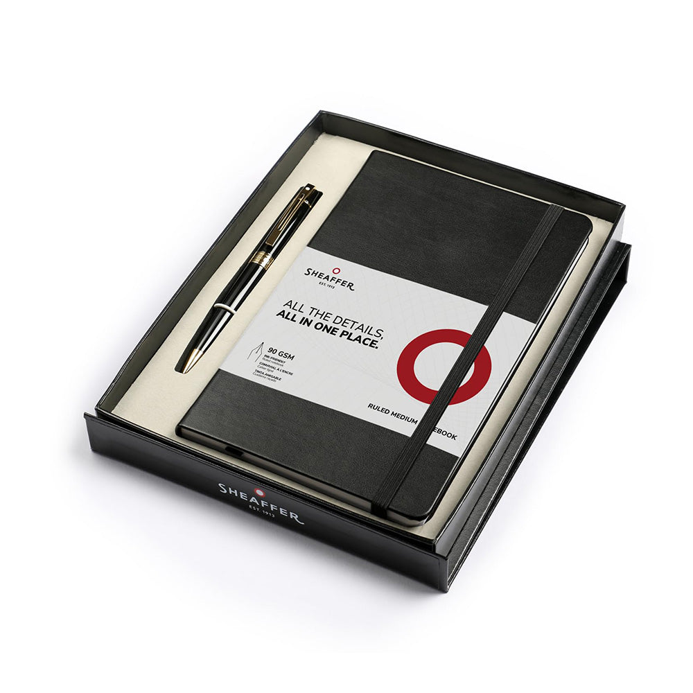 Sheaffer Gift 300 A9325 Glossy Black GT Ball Pen with A5 Notebook