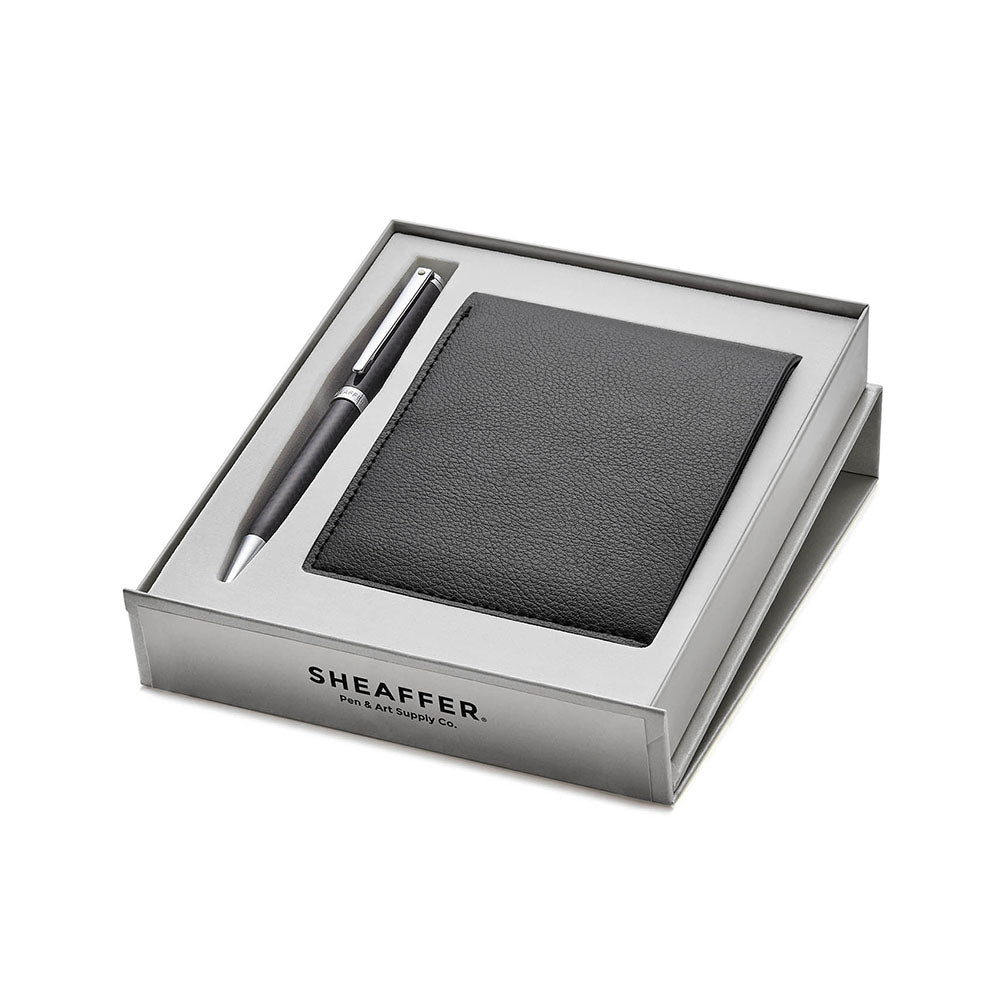 Sheaffer Set 9234 Intensity Black Carbon Fiber CT Ballpoint Pen with Slim Black Wallet