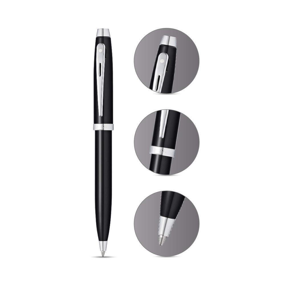 Sheaffer 100 9338 Glossy Black with Chrome Trim Ballpoint Pen