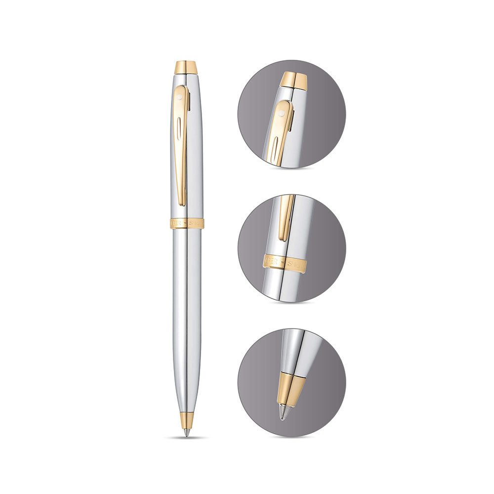 Sheaffer Gift 100 9340 Bright Chrome with Gold-Tone Trim Ballpoint Pen