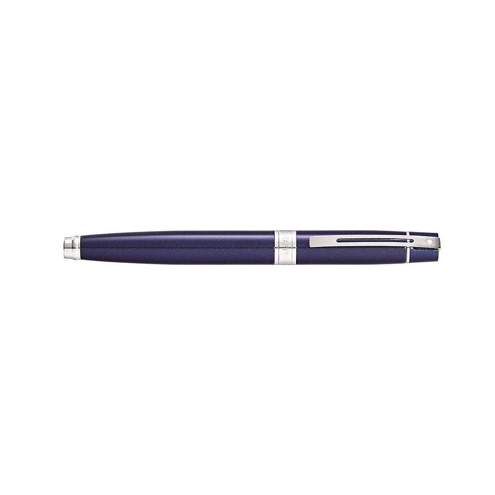 Sheaffer 300 E9341 Glossy Blue with Chrome Trim Fountain Pen - Medium Nib