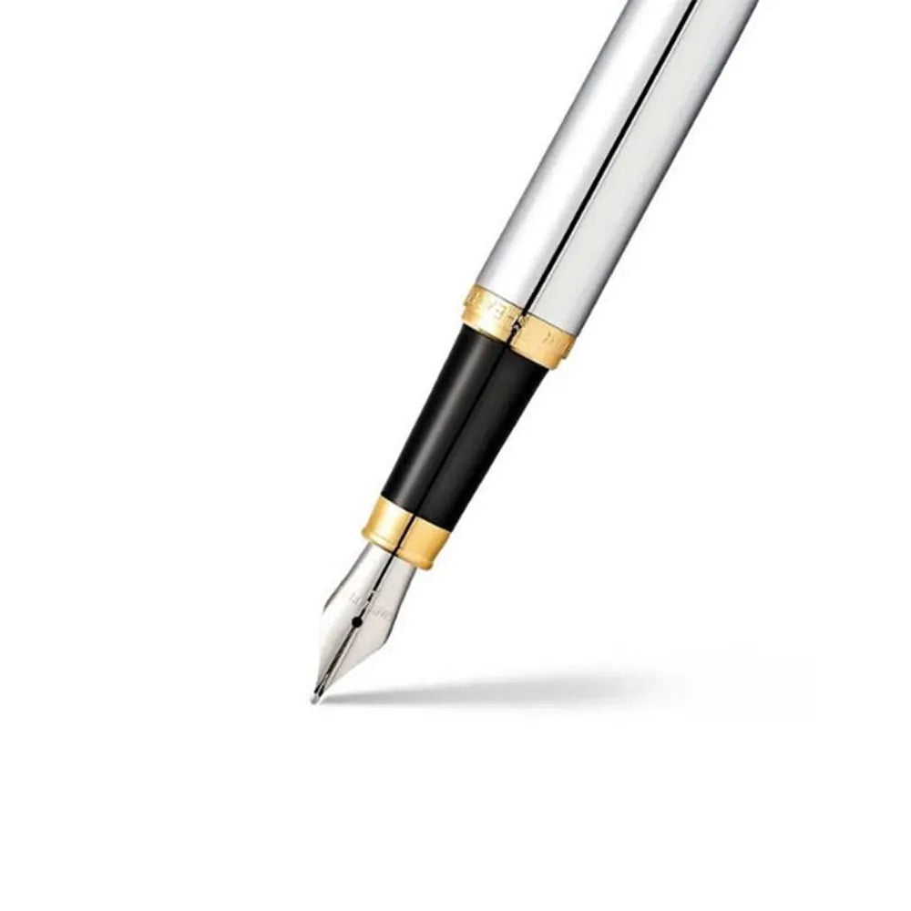 Sheaffer VFM 9422 Polished Chrome With Gold-Plated Trim Fountain Pen - Medium Nib