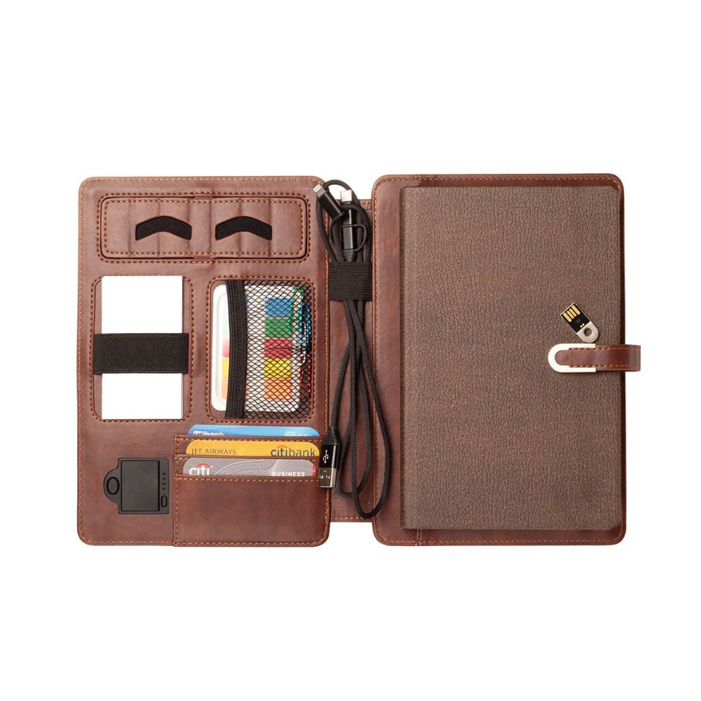 Pennline Design 7 Organizer With Wireless Charging + 4000mAh Powerbank + 16GB Flash Drive Dark Brown