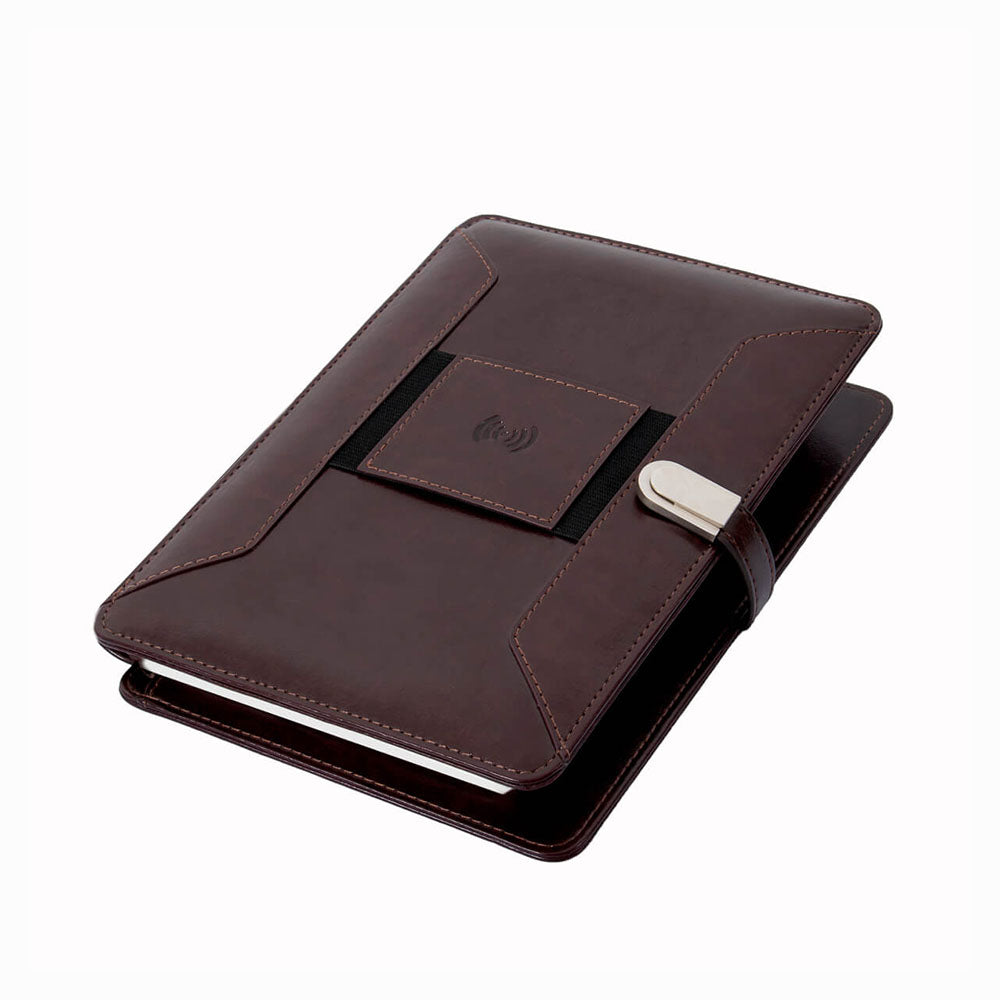 Pennline Superbook Organizer With Wireless Charging + 8000mAh Powerbank + 16GB Flash Drive – Coffee Brown