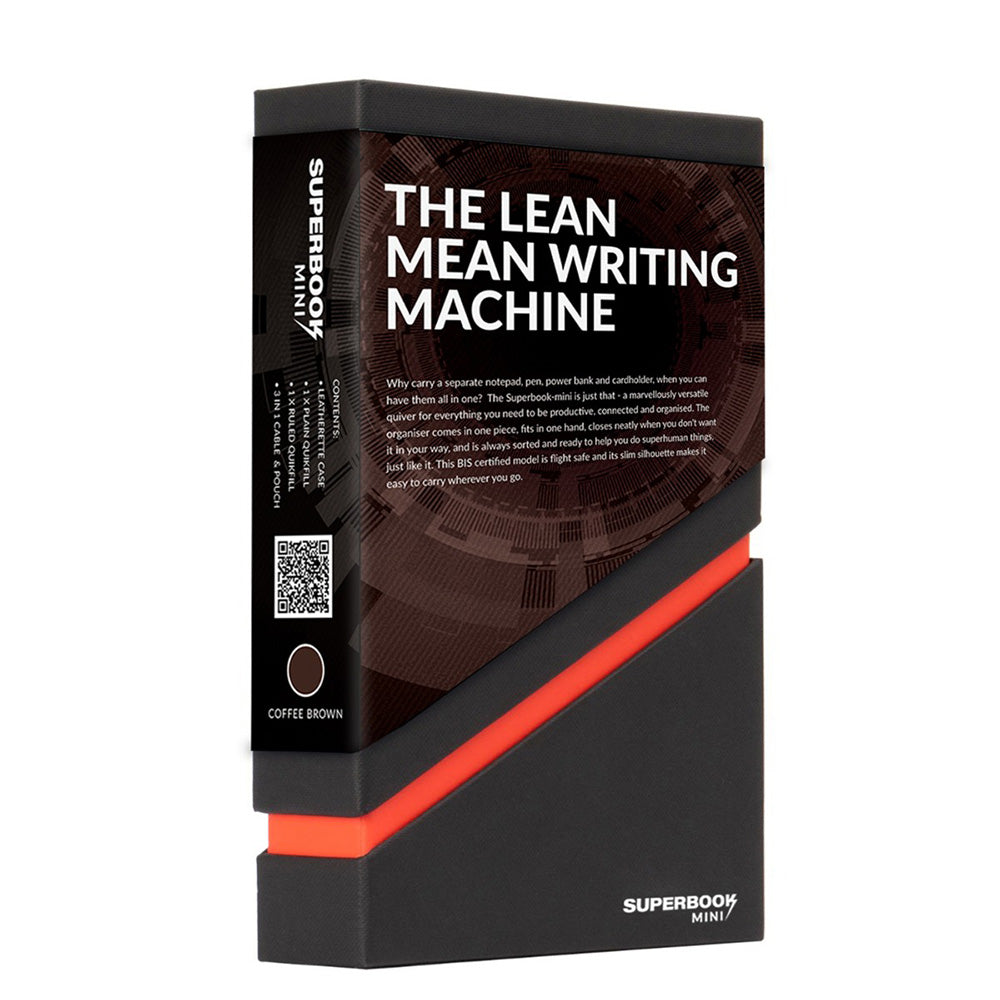 Pennline Superbook-Mini Organiser with Wireless Charging and 4000mAh Powerbank - Coffee Brown