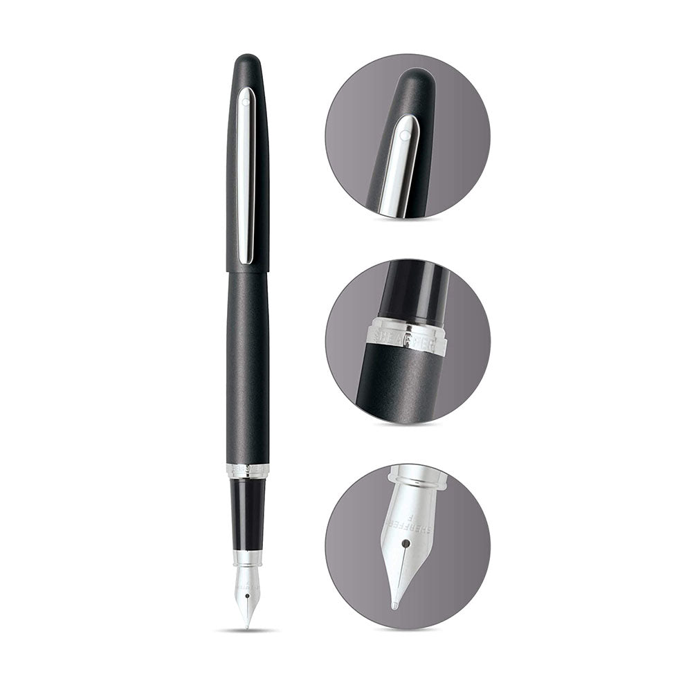 Sheaffer VFM 9405 Matte Black with Nickel Plate Trim Fountain Pen - Fine Nib