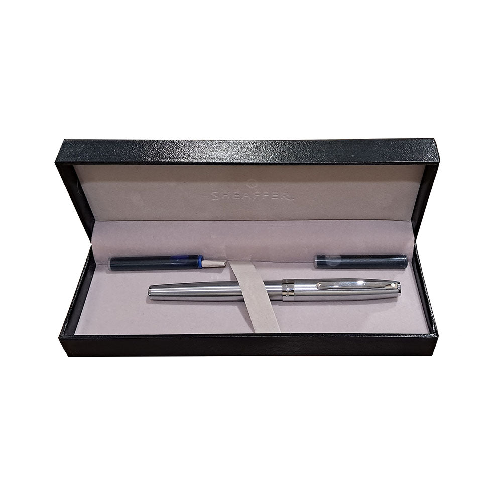 Sheaffer Sagaris A9472 Brushed Chrome with Chrome Trim Fountain Pen - Fine Nib