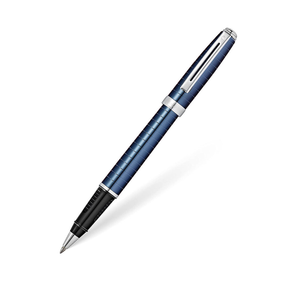 Sheaffer Prelude 9163 Deep Blue with Chrome-Plated Horizontal Line Engravings and Trim Rollerball Pen