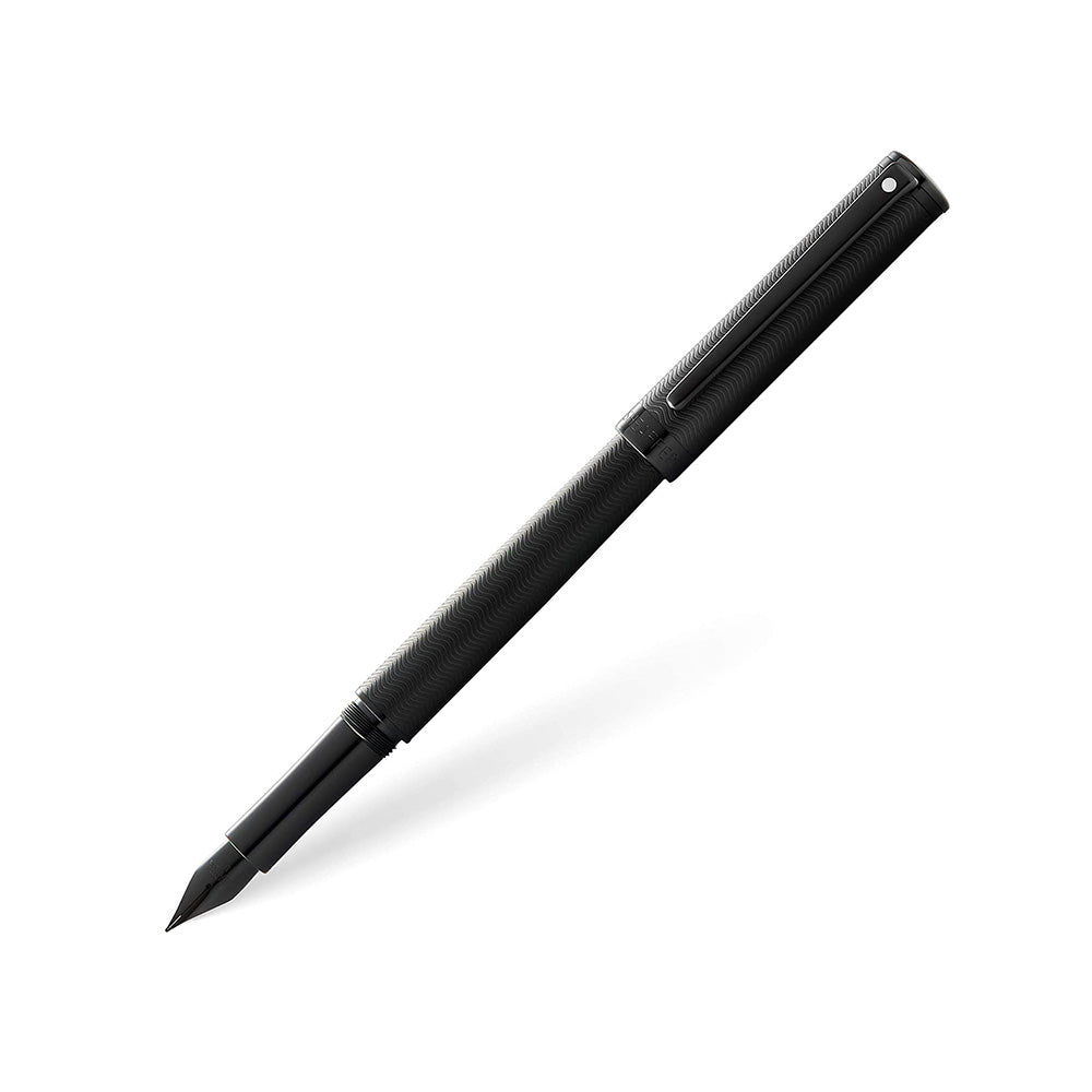Sheaffer Intensity 9244 Engraved Matte Black PVD With Polished Black Trim Fountain Pen - Medium Nib