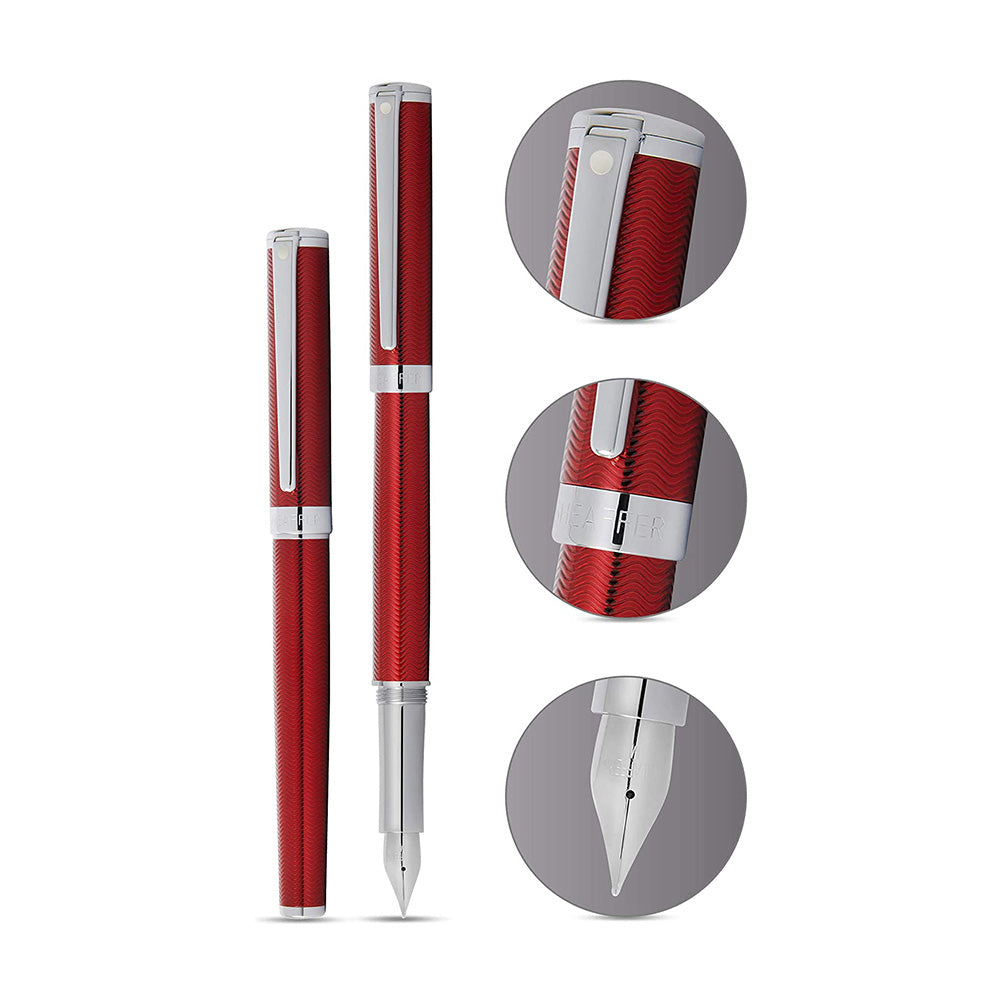 Sheaffer Intensity 9245 Engraved Translucent Red Lacquer with Polished Black Trim Fountain Pen - Medium Nib