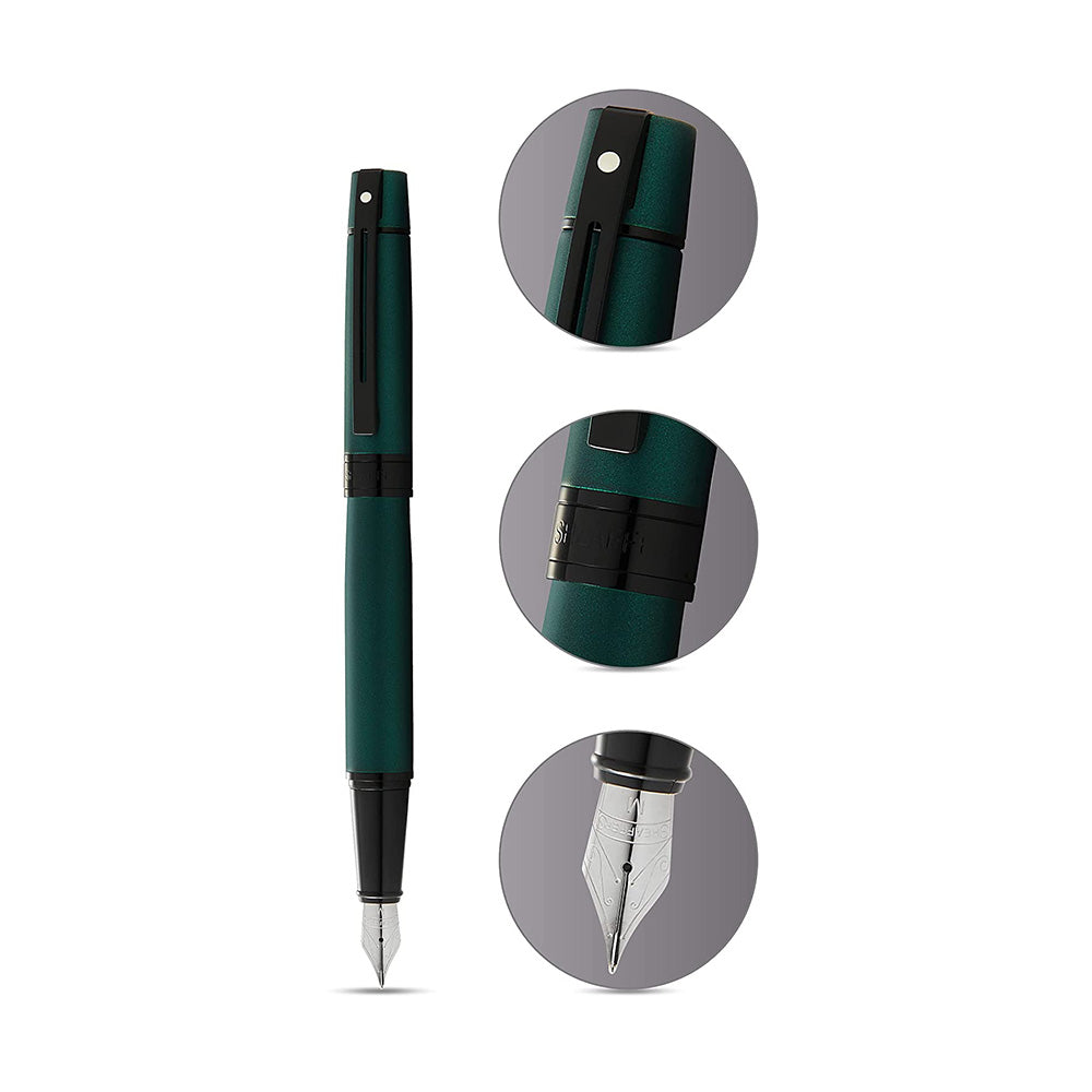 Sheaffer 300 9346 Matte Green with Polished Black Trim Fountain Pen - Medium Nib