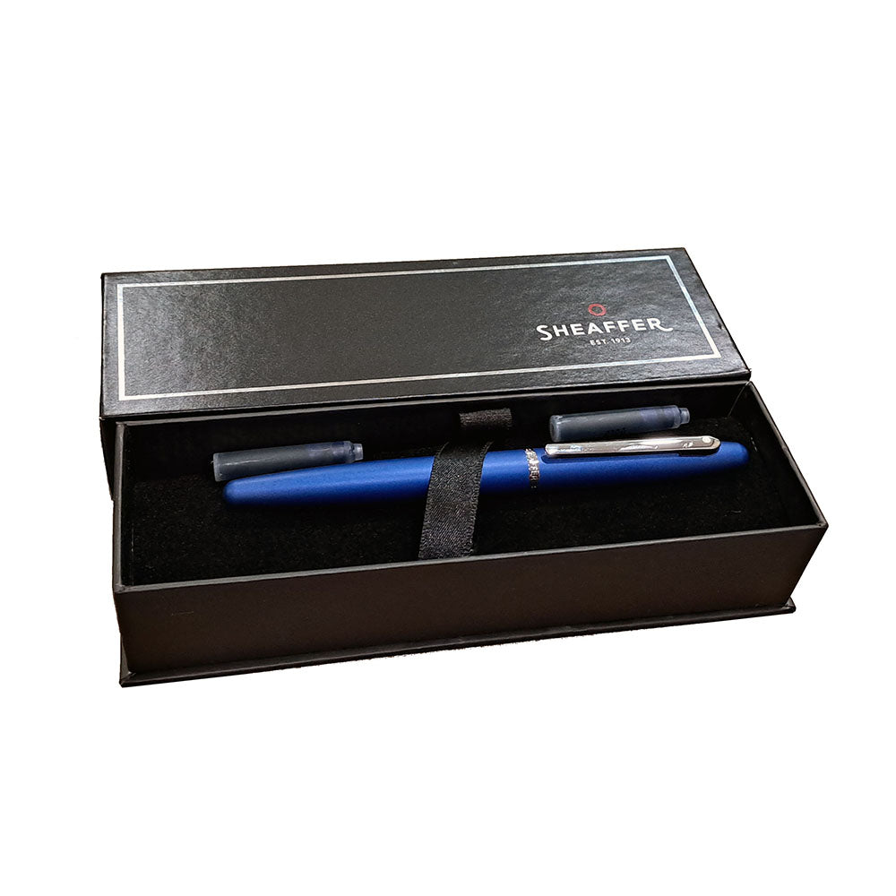 Sheaffer VFM 9401 Neon Blue with Chrome Trim Fountain Pen - Medium Nib