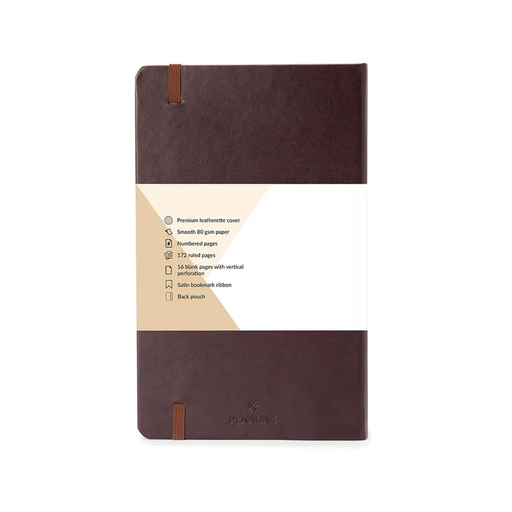 Pennline Waltz Hard Cover Notebook (Ruled) A5 - Brown