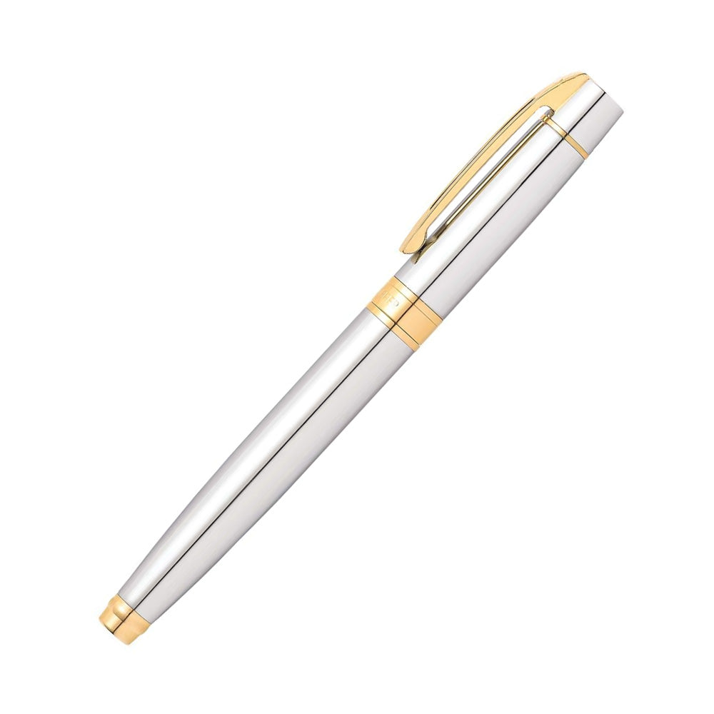 Sheaffer 300 E9342 Bright Chrome with Gold Tone Trim Fountain Pen - Medium Nib