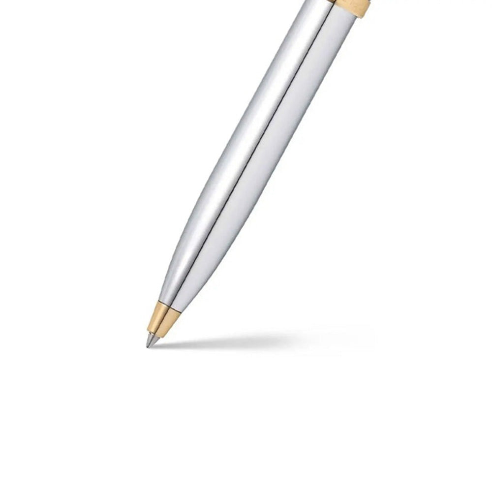 Sheaffer 100 Giftset E9340 Bright Chrome with Gold Tone Trim Fountain Pen & Ballpoint Pen