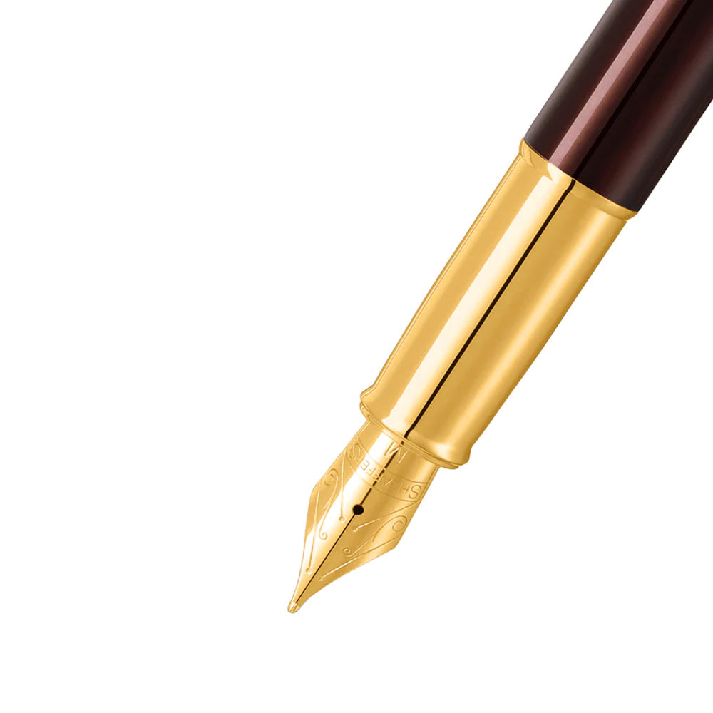 Sheaffer 100 9370 Glossy Coffee Brown with PVD Gold-Tone Trim Fountain Pen - Medium Nib