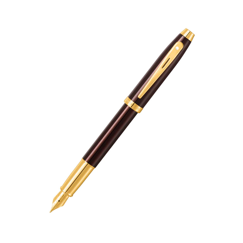 Sheaffer 100 9370 Glossy Coffee Brown with PVD Gold-Tone Trim Fountain Pen - Medium Nib