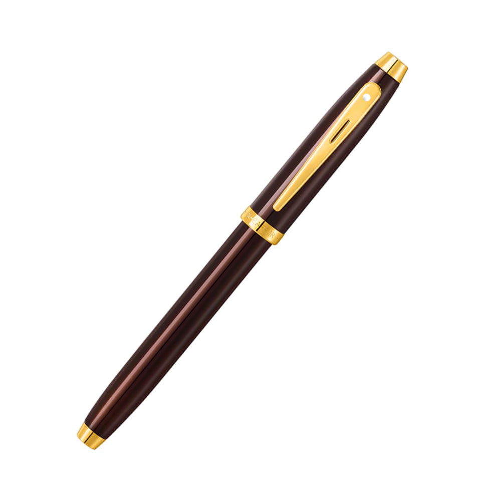 Sheaffer 100 9370 Glossy Coffee Brown with PVD Gold-Tone Trim Rollerball Pen