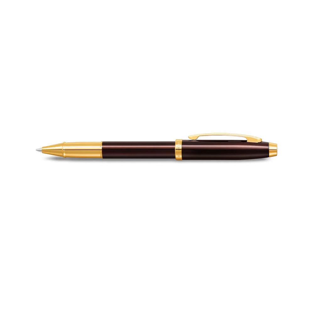 Sheaffer 100 9370 Glossy Coffee Brown with PVD Gold-Tone Trim Rollerball Pen
