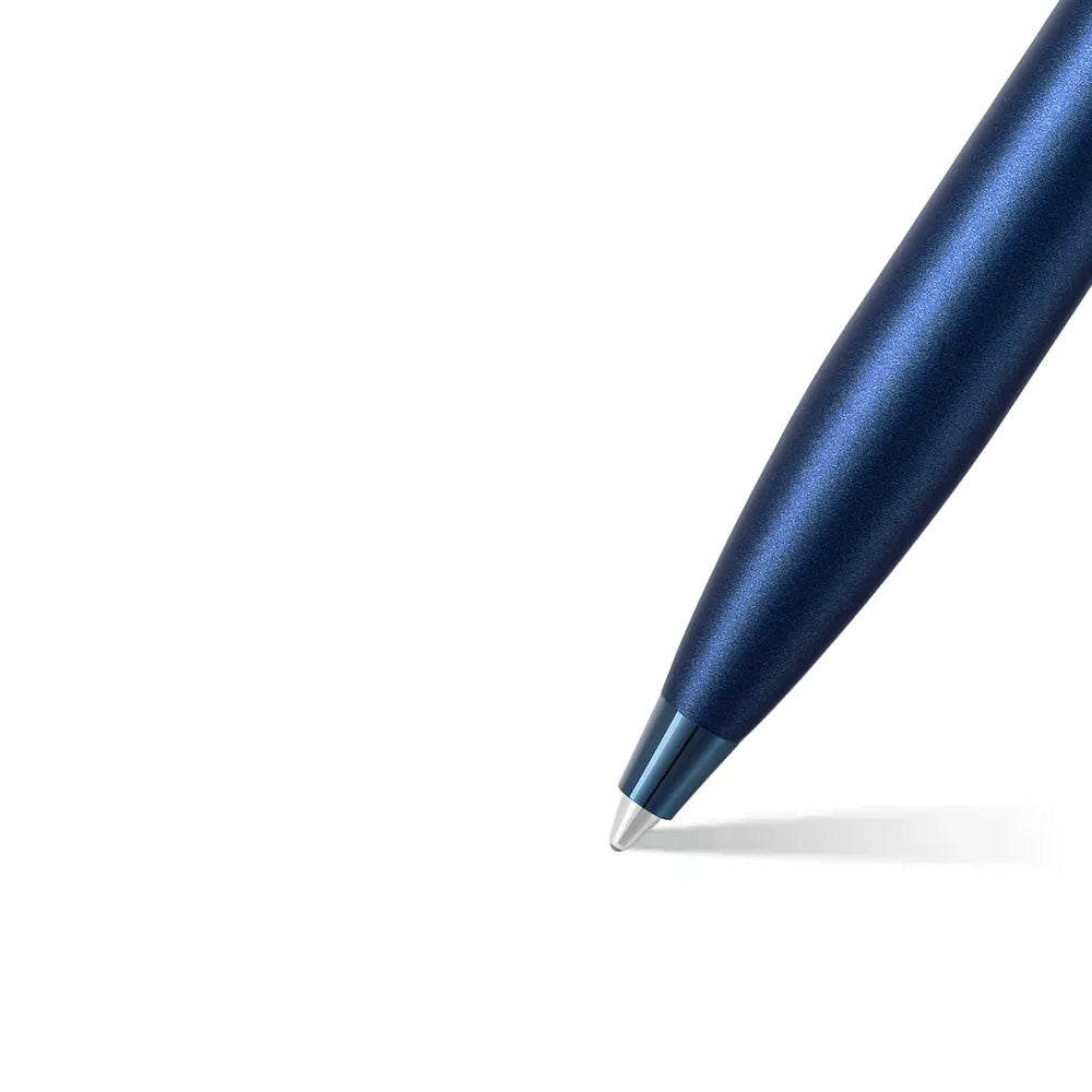 Sheaffer 100 9371 Satin Blue with PVD Blue Trim Ballpoint Pen