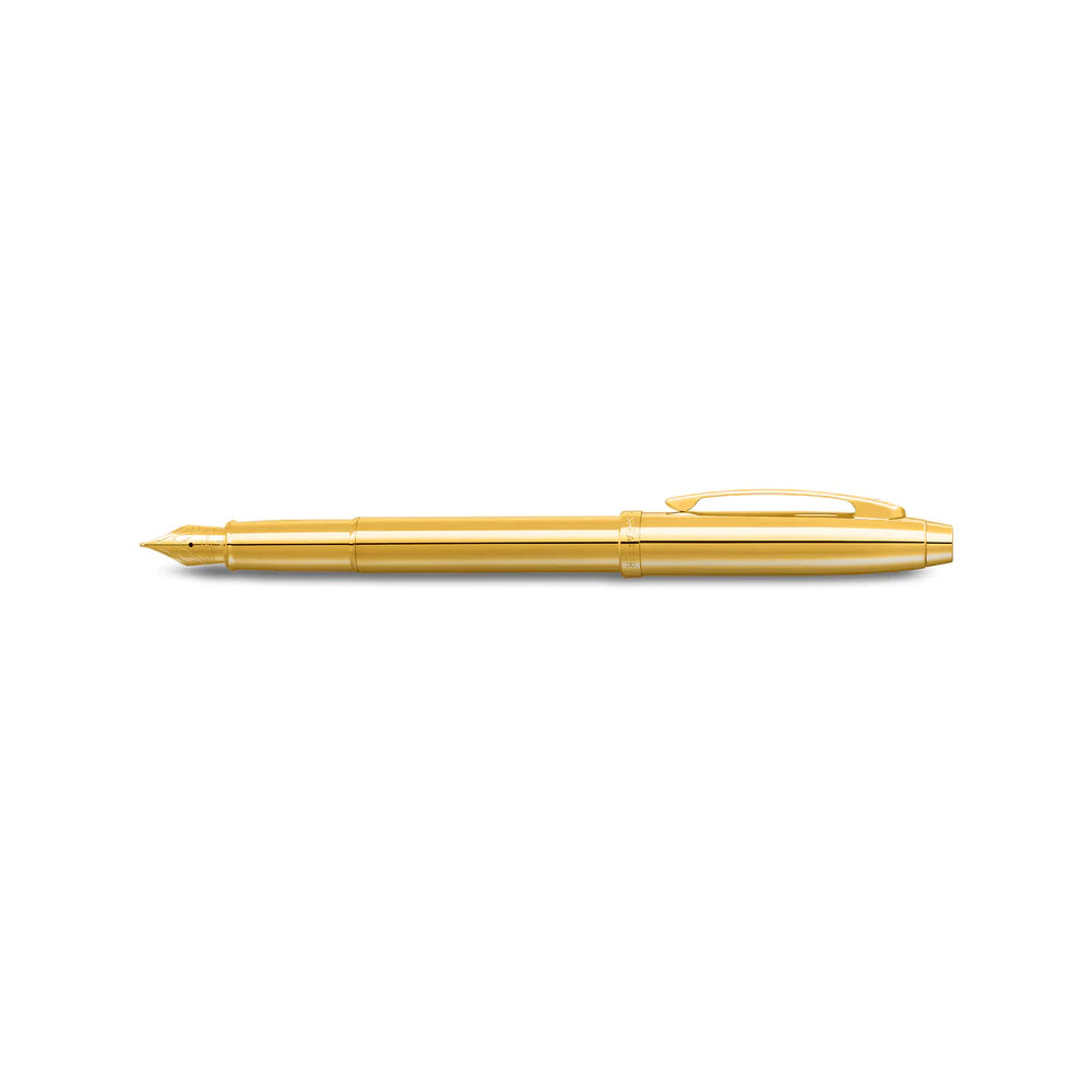 Sheaffer 100 9372 Glossy PVD Gold with PVD Gold Trim Fountain Pen - Medium Nib