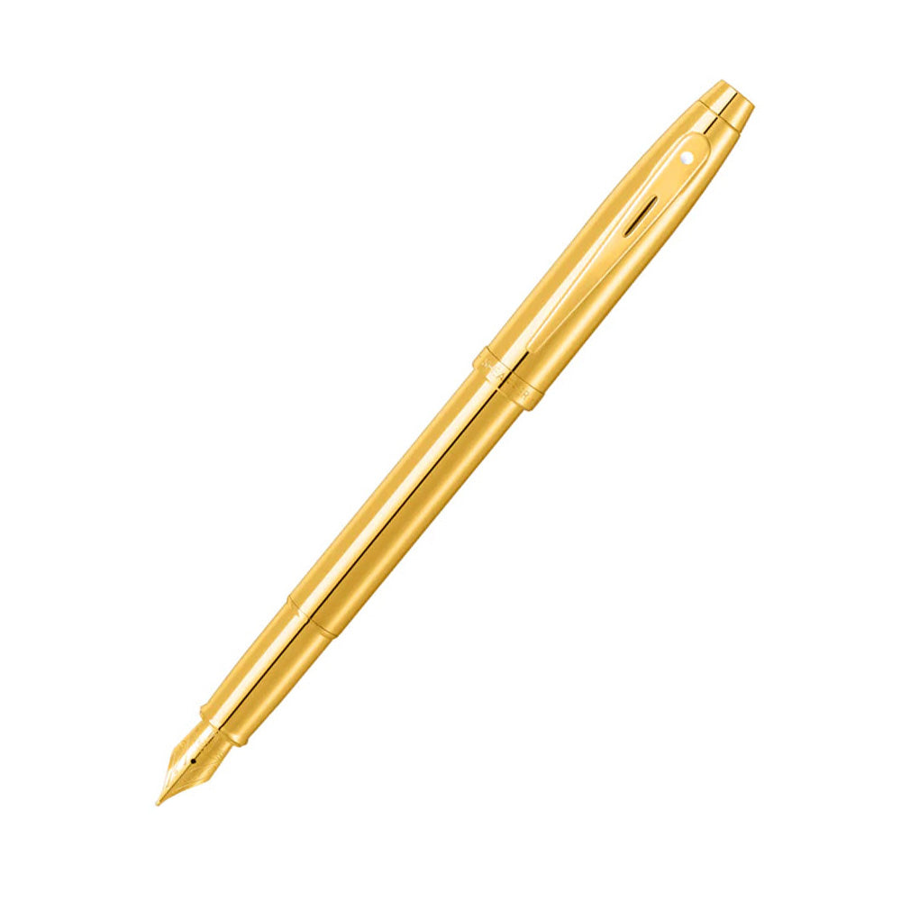 Sheaffer 100 9372 Glossy PVD Gold with PVD Gold Trim Fountain Pen - Medium Nib