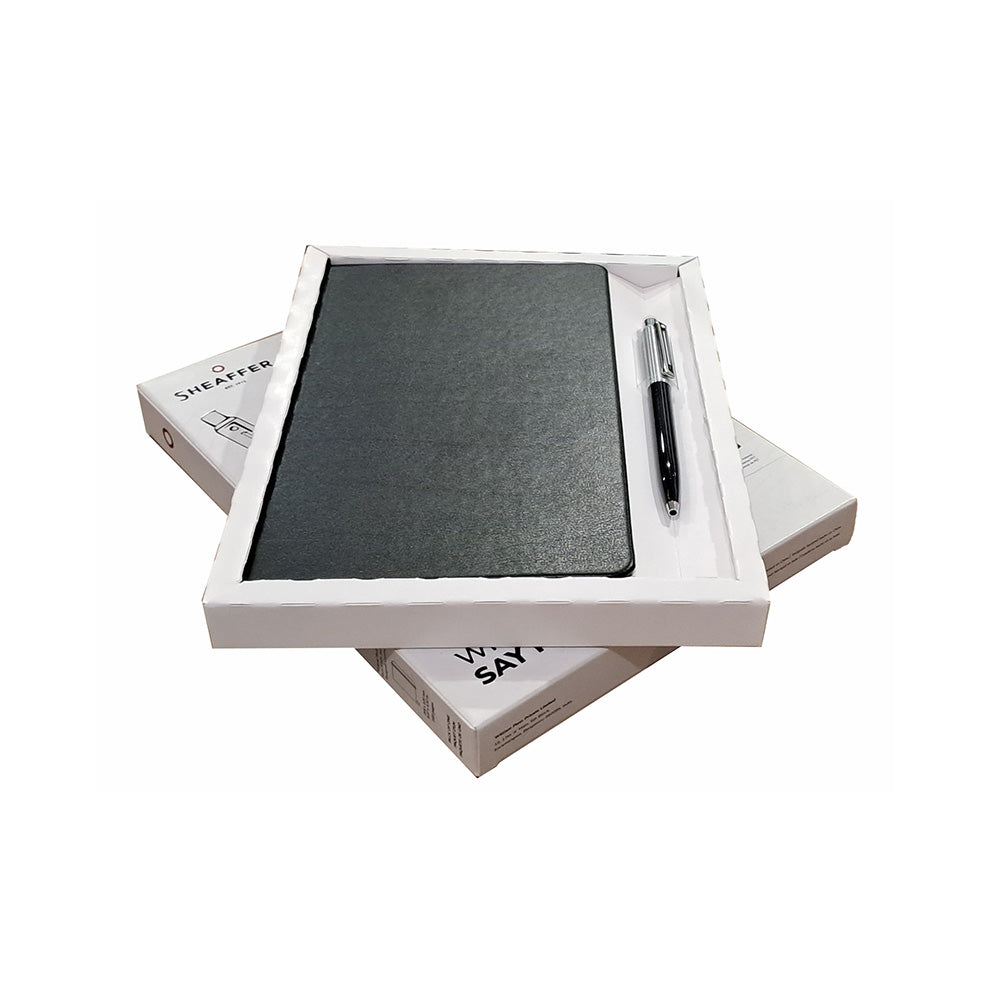 Sheaffer Sentinel 321 Black Barrel Brushed CT Ball Pen With A5 Notebook