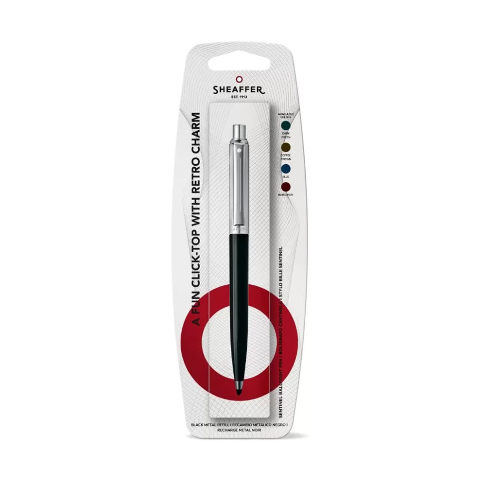 Sheaffer Sentinel 321 Hangsell Black Barrel Brushed Chrome Cap CT Ballpoint Pen