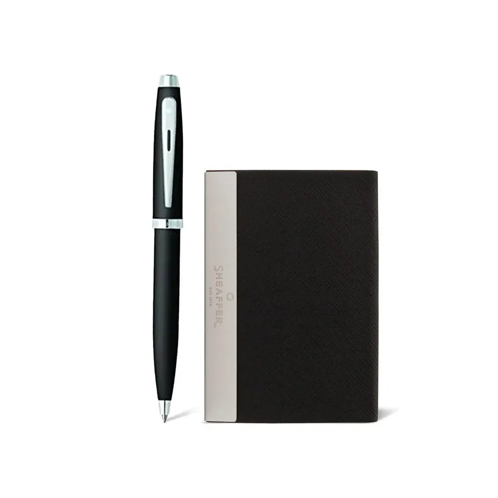 Sheaffer Giftset 100 G9317 Matte Black CT Ball Pen with Business Card Holder