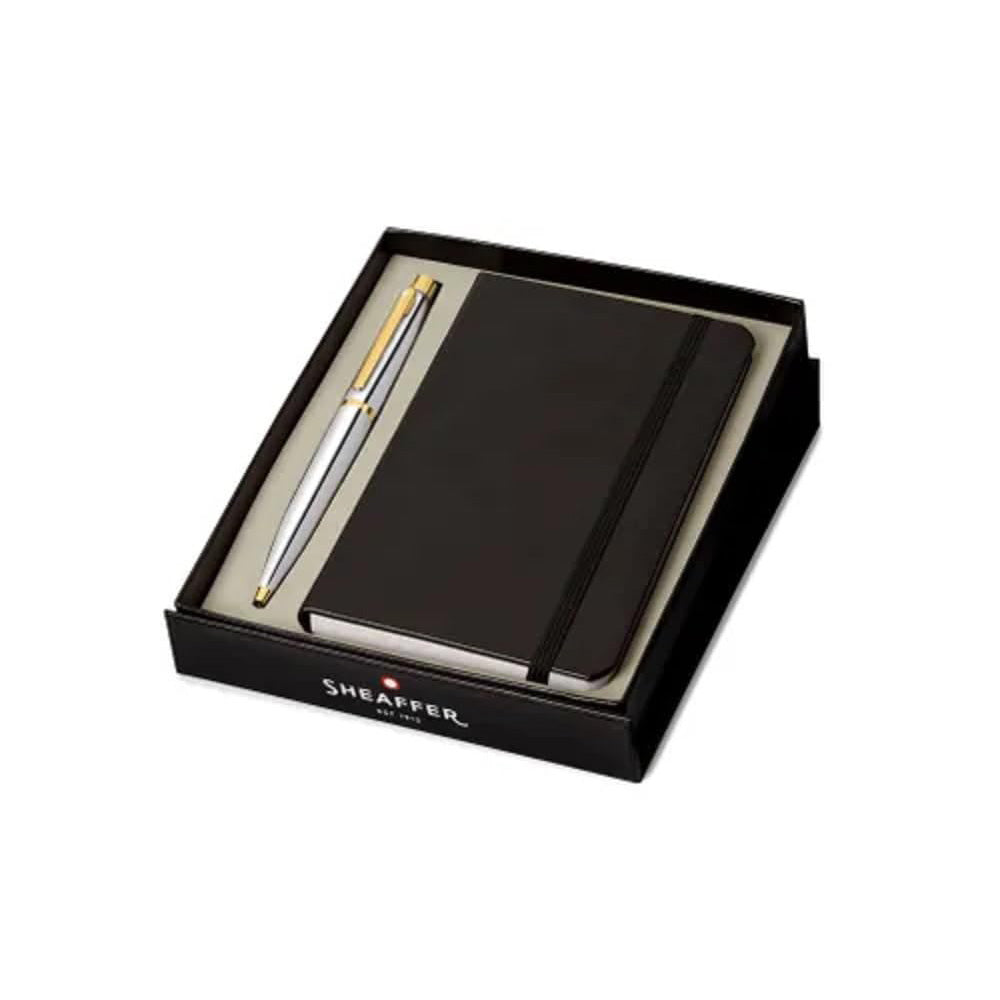 Sheaffer VFM 9422 Polished Chrome Gold-Plated Trim Ball Pen with A6 Notebook