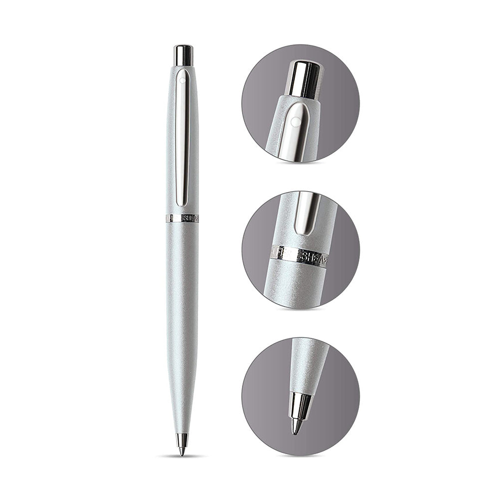 Sheaffer VFM A9400 Strobe Silver Chrome-Plated Trim Ball Pen with A6 Notebook