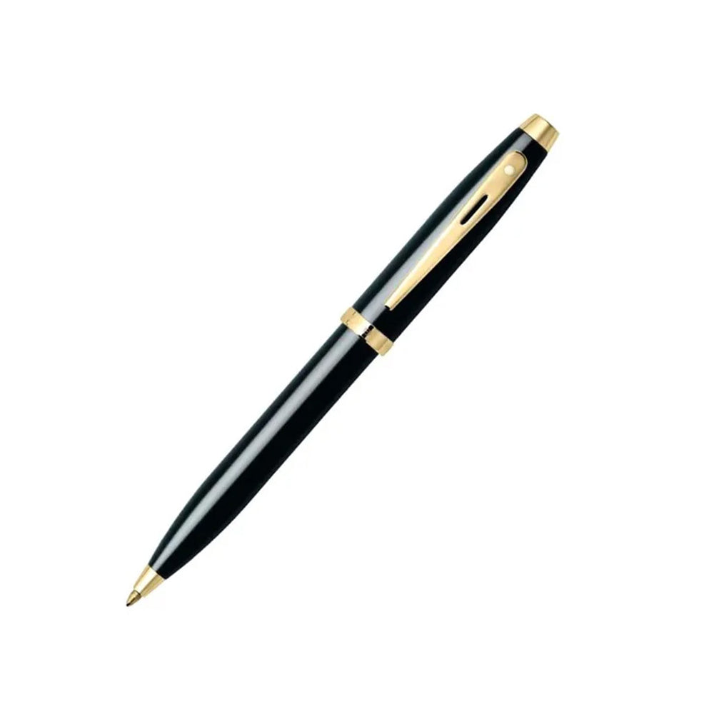 Sheaffer Gift 100 G9322 Glossy Black GT Ball Pen with Gold-Chrome Table Clock