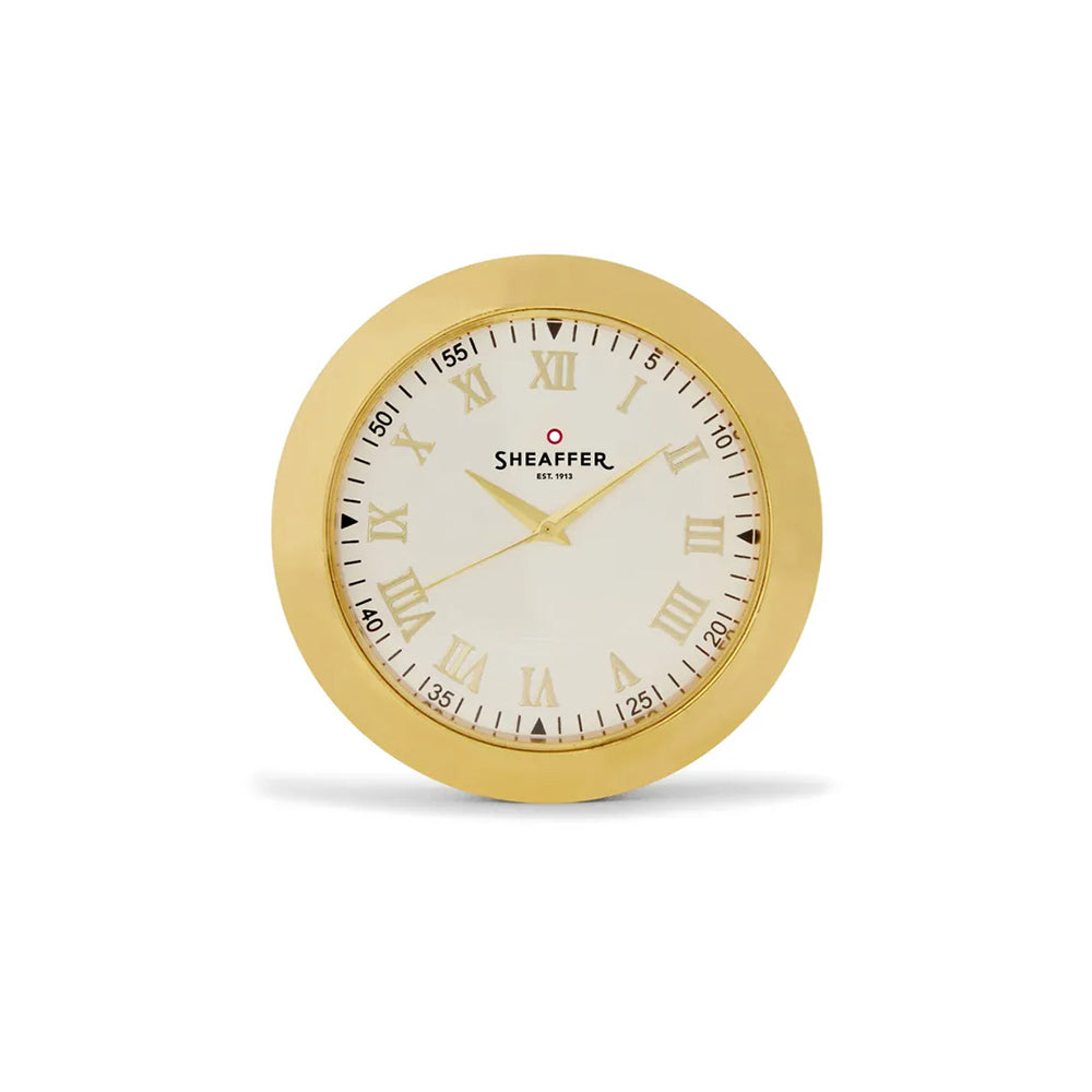 Sheaffer Gift 100 G9322 Glossy Black GT Ball Pen with Gold-Chrome Table Clock