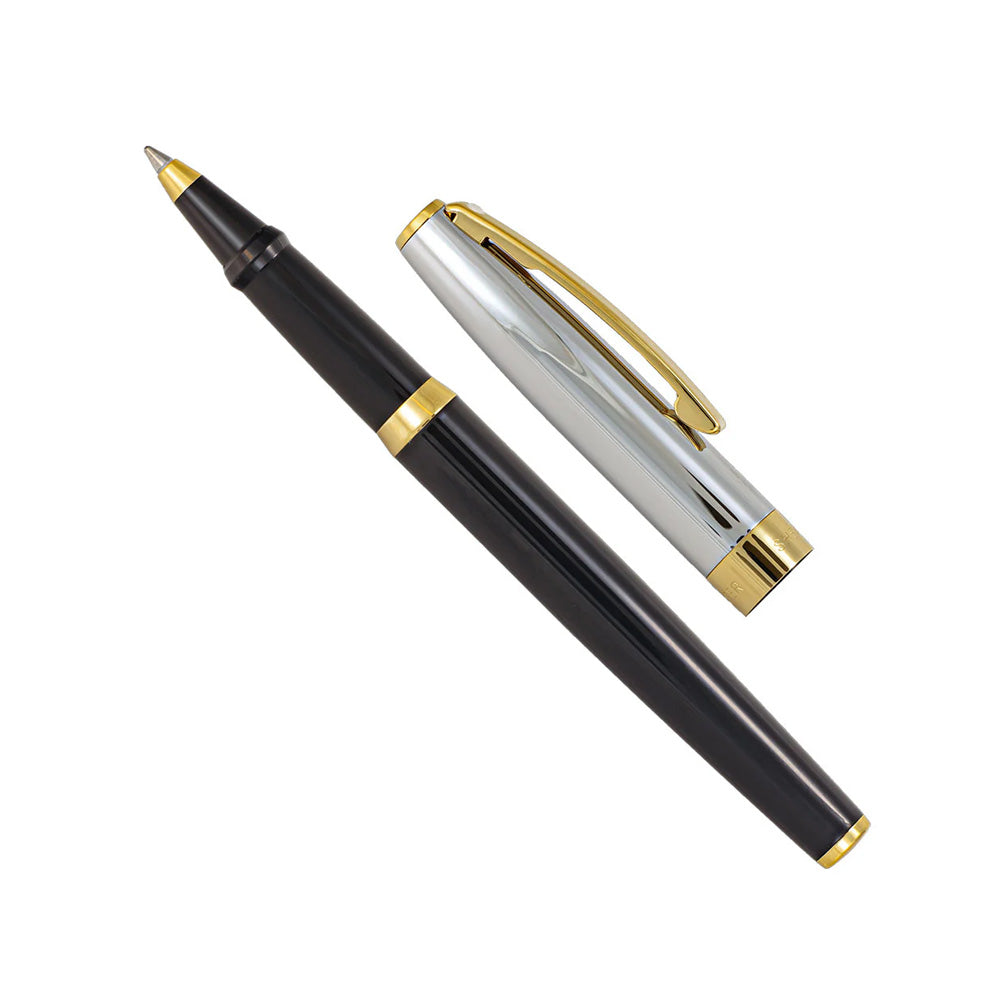 Sheaffer SAGARIS E9475 Gloss Black Barrel and Chrome Cap With Gold Tone Trim Rollerball Pen