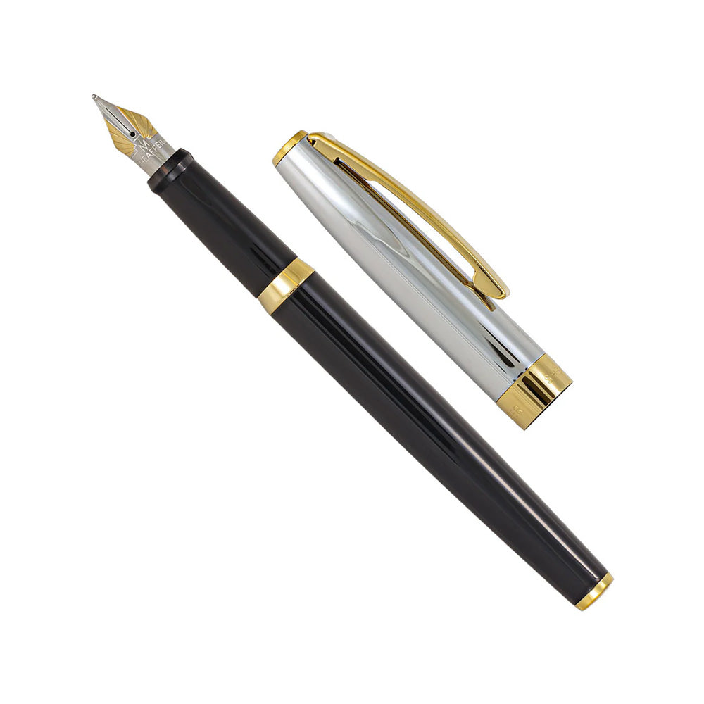Sheaffer SAGARIS E9475 Gloss Black Barrel and Chrome Cap With Gold Tone Trim Fountain Pen - Medium Nib