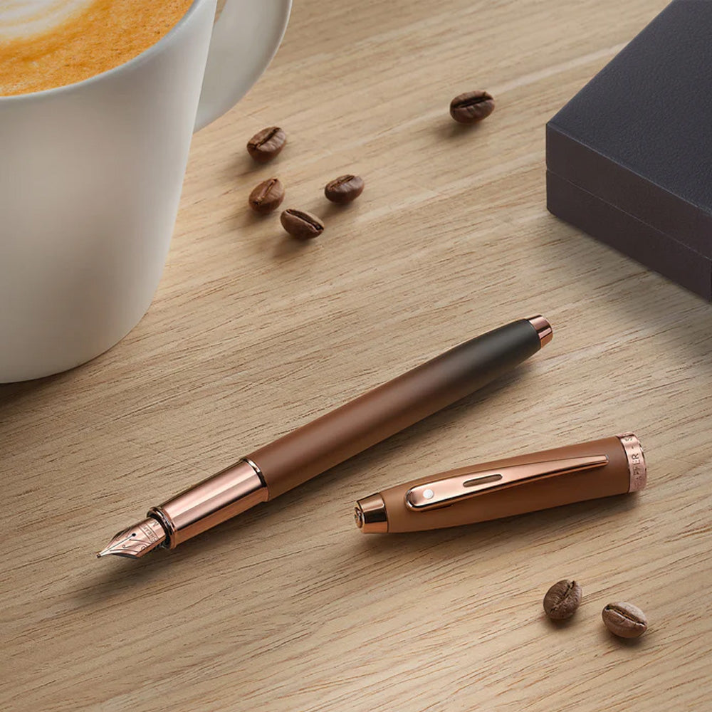 Sheaffer 100 9374 Coffee Edition Matt Brown with Regal Brown PVD Trims Fountain Pen - Medium Nib