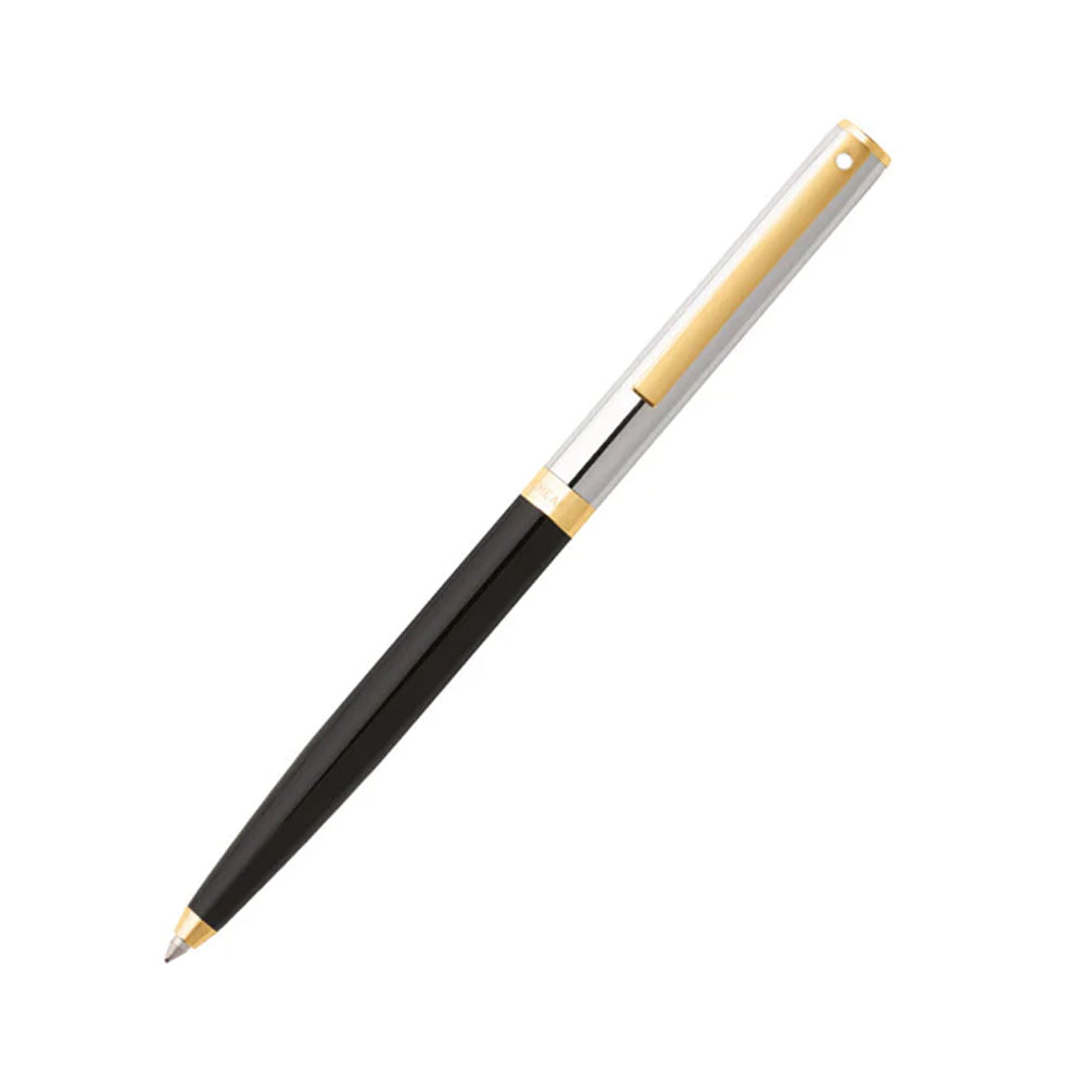 Sheaffer Sagaris E9475-K Gloss Black & Chrome Cap with Gold Tone Trim Ballpoint Pen