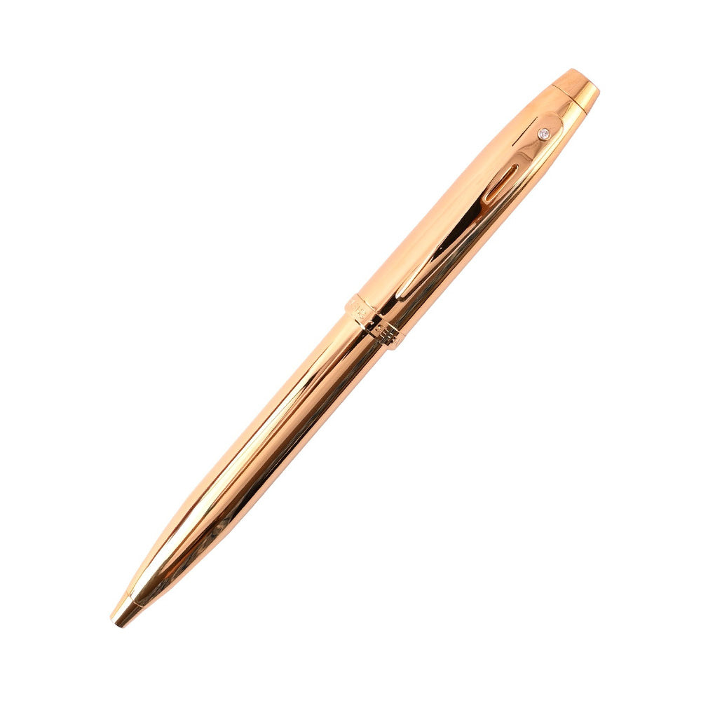 Sheaffer 100 E9372 PVD Gold with PVD Gold Trim Ballpoint Pen with Brilliant Diamond Embellishment