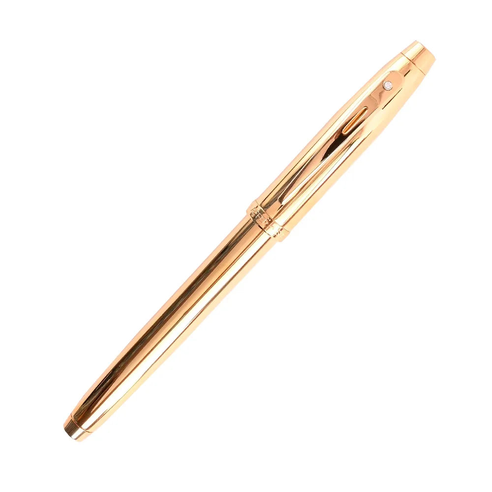 Sheaffer 100 E9372 PVD Gold with PVD Gold Trim with Brilliant Diamond Embellishment Fountain Pen - Stainless Steel Nib