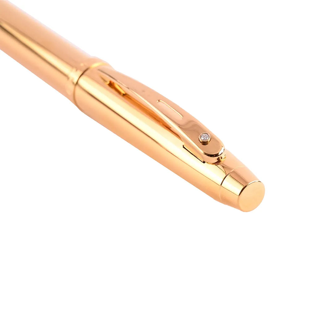 Sheaffer 100 E9372 PVD Gold with PVD Gold Trim with Brilliant Diamond Embellishment Fountain Pen - Stainless Steel Nib