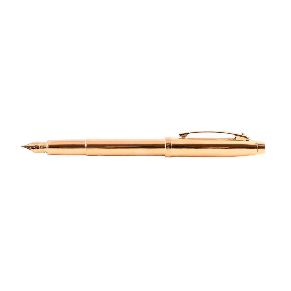 Sheaffer 100 E9372 PVD Gold with PVD Gold Trim with Brilliant Diamond Embellishment Fountain Pen - Stainless Steel Nib