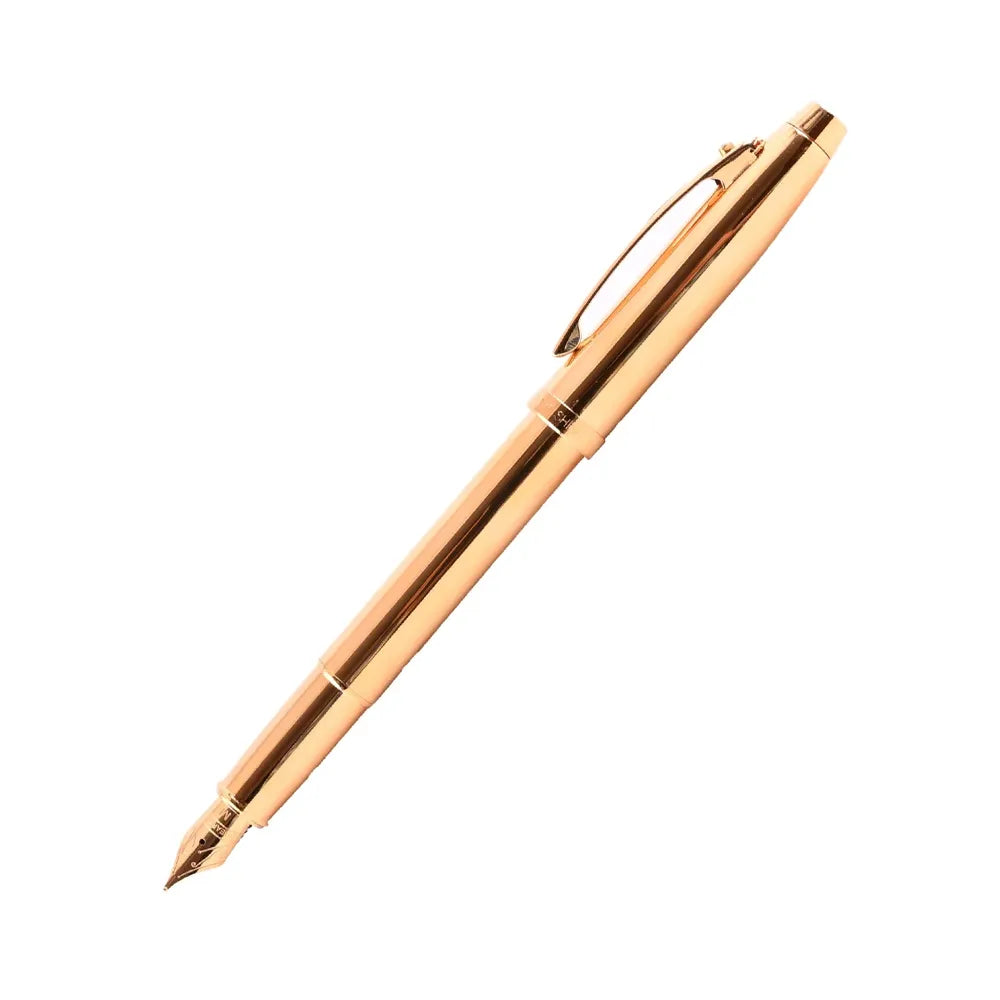Sheaffer 100 E9372 PVD Gold with PVD Gold Trim with Brilliant Diamond Embellishment Fountain Pen - Stainless Steel Nib