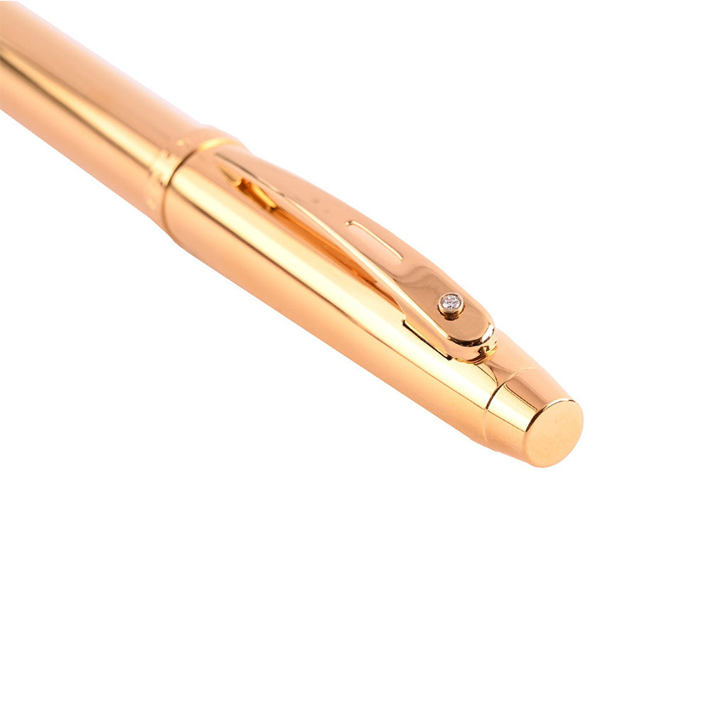 Sheaffer 100 E9372 PVD Gold with PVD Gold Trim Rollerball Pen With Brilliant Diamond Embellishment